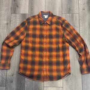 carbon2cobalt men’s orange flannel shirt sz M